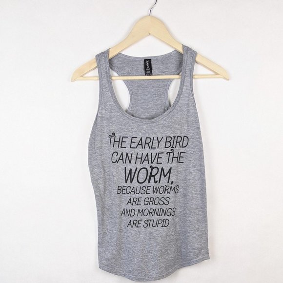 Anvil Tops - Anvil Early Bird Light Grey Racerback Tank Top S